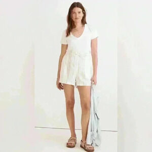 Madewell - Linen-Blend Pull-On Paperbag Shorts: Undyed Stripe Edition Size M
